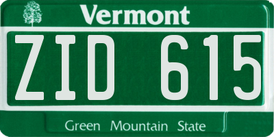 VT license plate ZID615