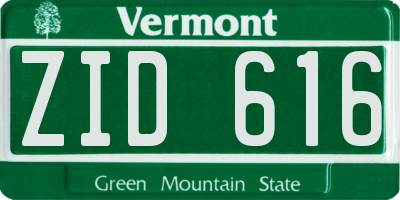 VT license plate ZID616
