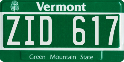 VT license plate ZID617