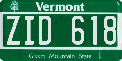 VT license plate ZID618