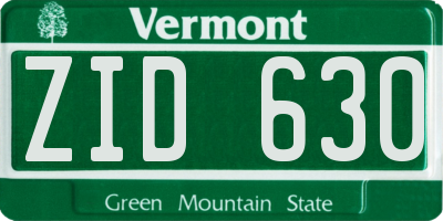 VT license plate ZID630