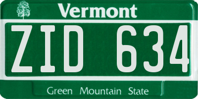 VT license plate ZID634