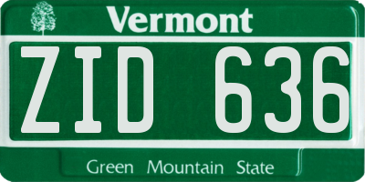 VT license plate ZID636