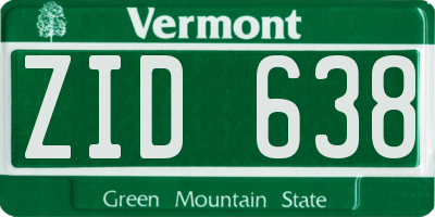 VT license plate ZID638