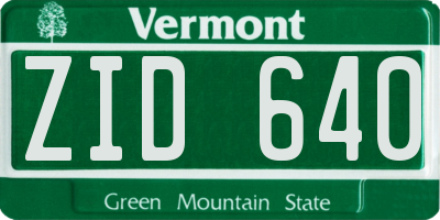 VT license plate ZID640