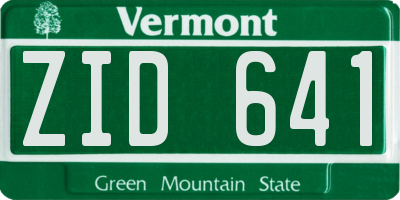 VT license plate ZID641