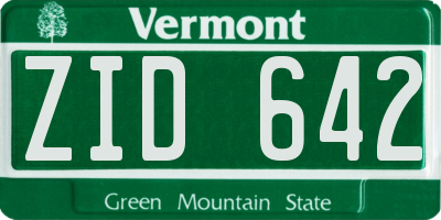 VT license plate ZID642