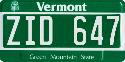 VT license plate ZID647