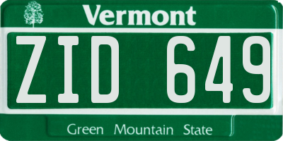 VT license plate ZID649