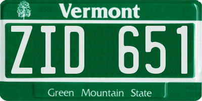 VT license plate ZID651