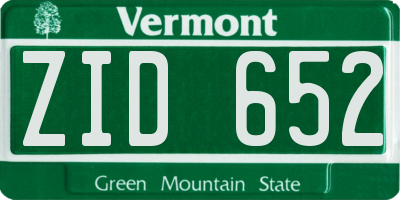 VT license plate ZID652