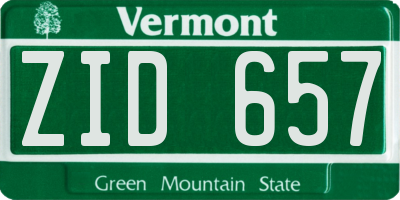 VT license plate ZID657