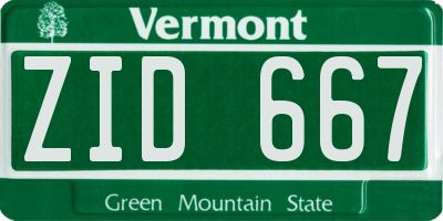 VT license plate ZID667