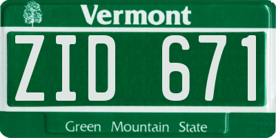 VT license plate ZID671