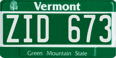 VT license plate ZID673