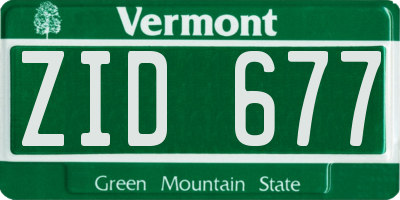 VT license plate ZID677