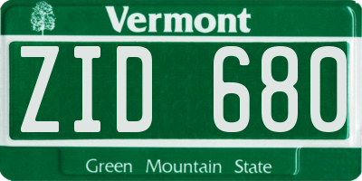VT license plate ZID680