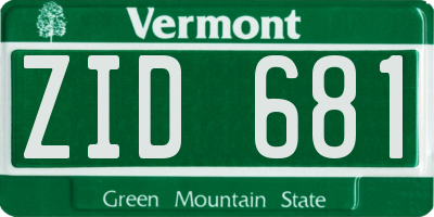 VT license plate ZID681