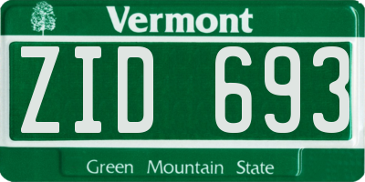 VT license plate ZID693