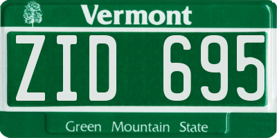 VT license plate ZID695
