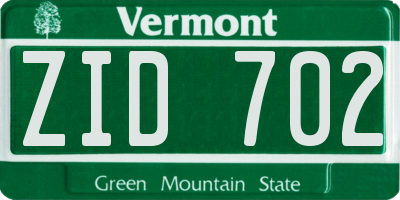 VT license plate ZID702