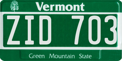 VT license plate ZID703