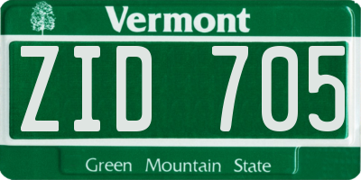 VT license plate ZID705
