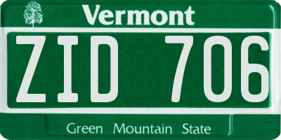 VT license plate ZID706