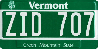 VT license plate ZID707