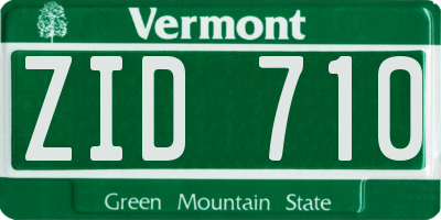 VT license plate ZID710