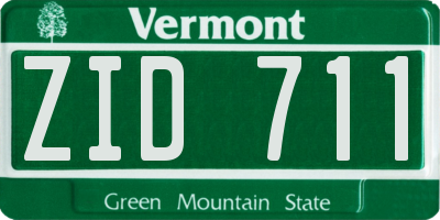 VT license plate ZID711