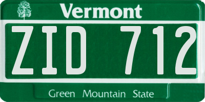 VT license plate ZID712