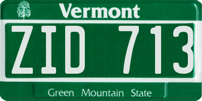 VT license plate ZID713