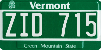 VT license plate ZID715