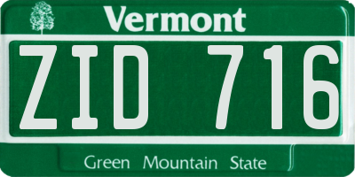 VT license plate ZID716