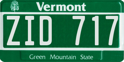 VT license plate ZID717