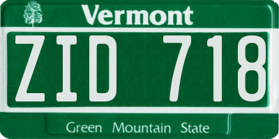 VT license plate ZID718