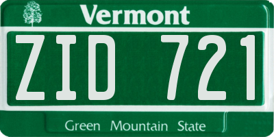VT license plate ZID721