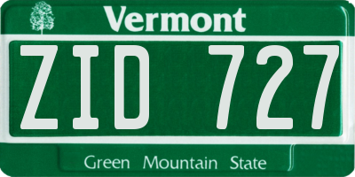 VT license plate ZID727