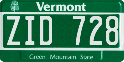 VT license plate ZID728