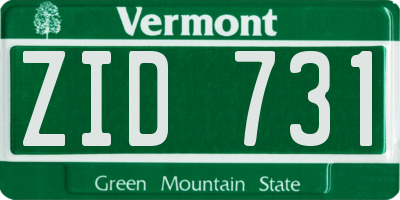 VT license plate ZID731