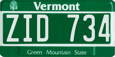 VT license plate ZID734
