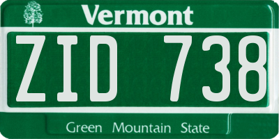 VT license plate ZID738