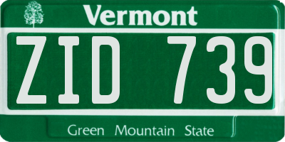 VT license plate ZID739