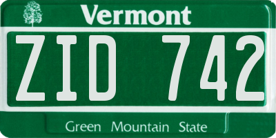 VT license plate ZID742