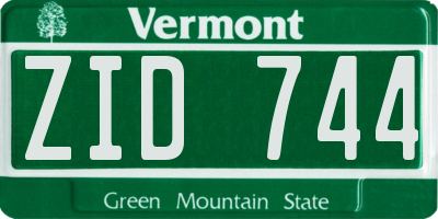 VT license plate ZID744