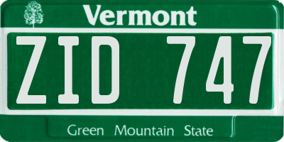 VT license plate ZID747