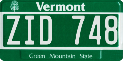 VT license plate ZID748
