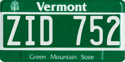 VT license plate ZID752