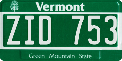 VT license plate ZID753